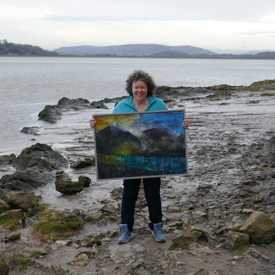 Jan with painting on estuary