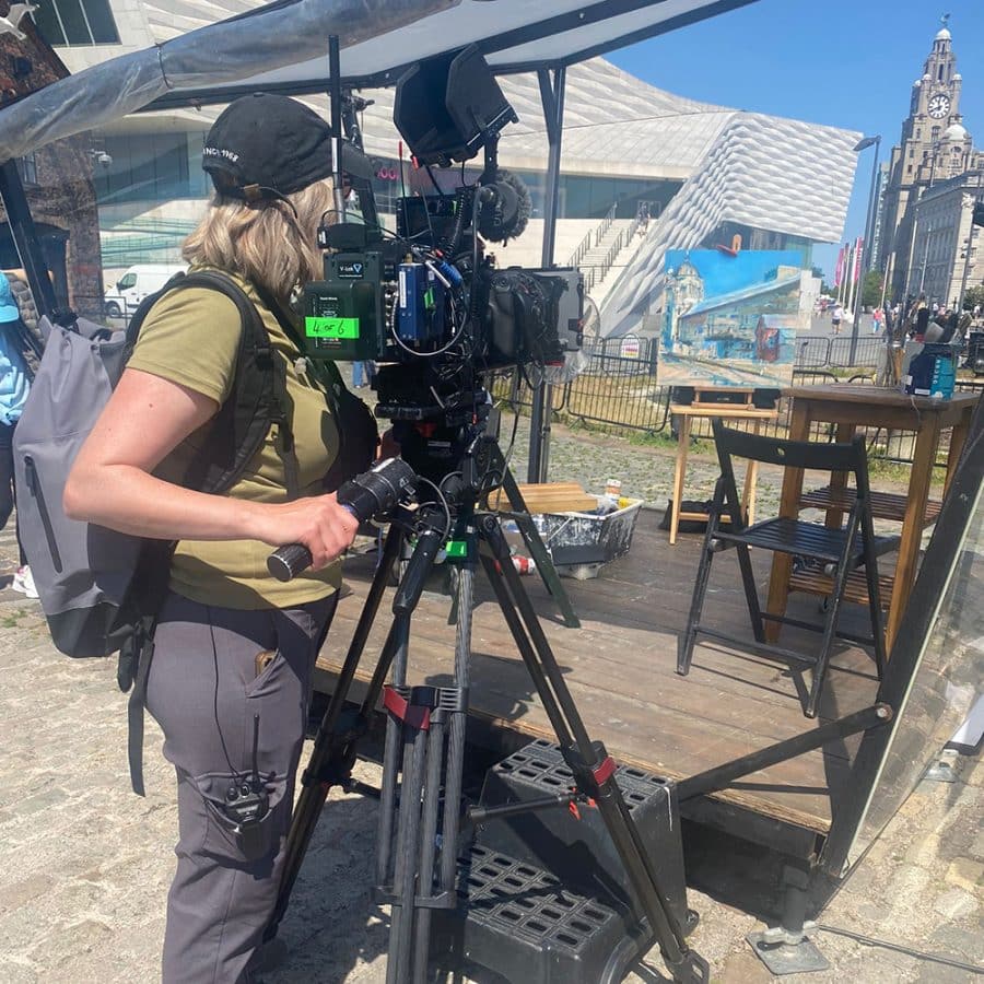 Camera Woman on landscape artist Liverpool