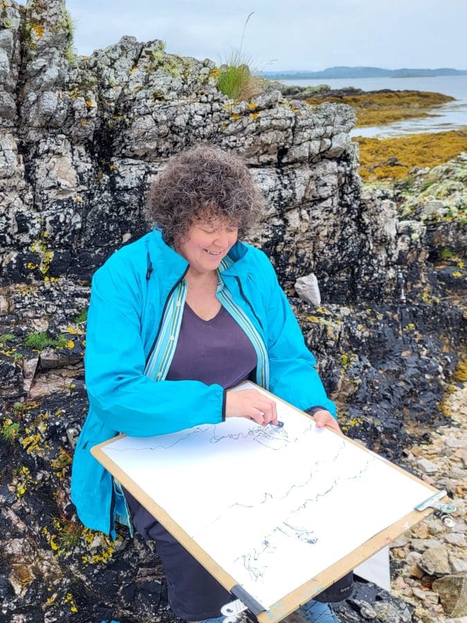 Jan sketching in Scotland