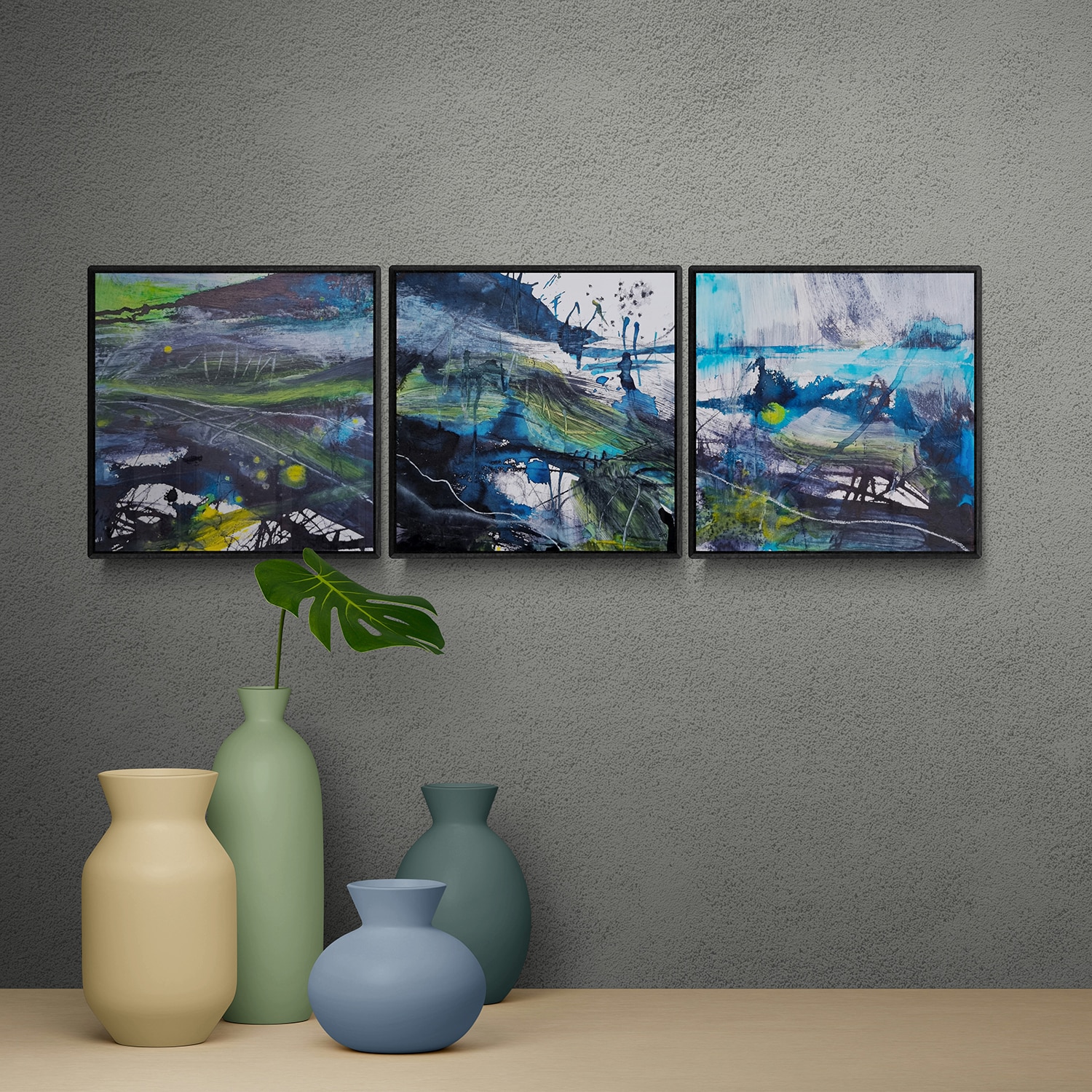 Wildness on the Edge Triptych - Contemporary Original Art