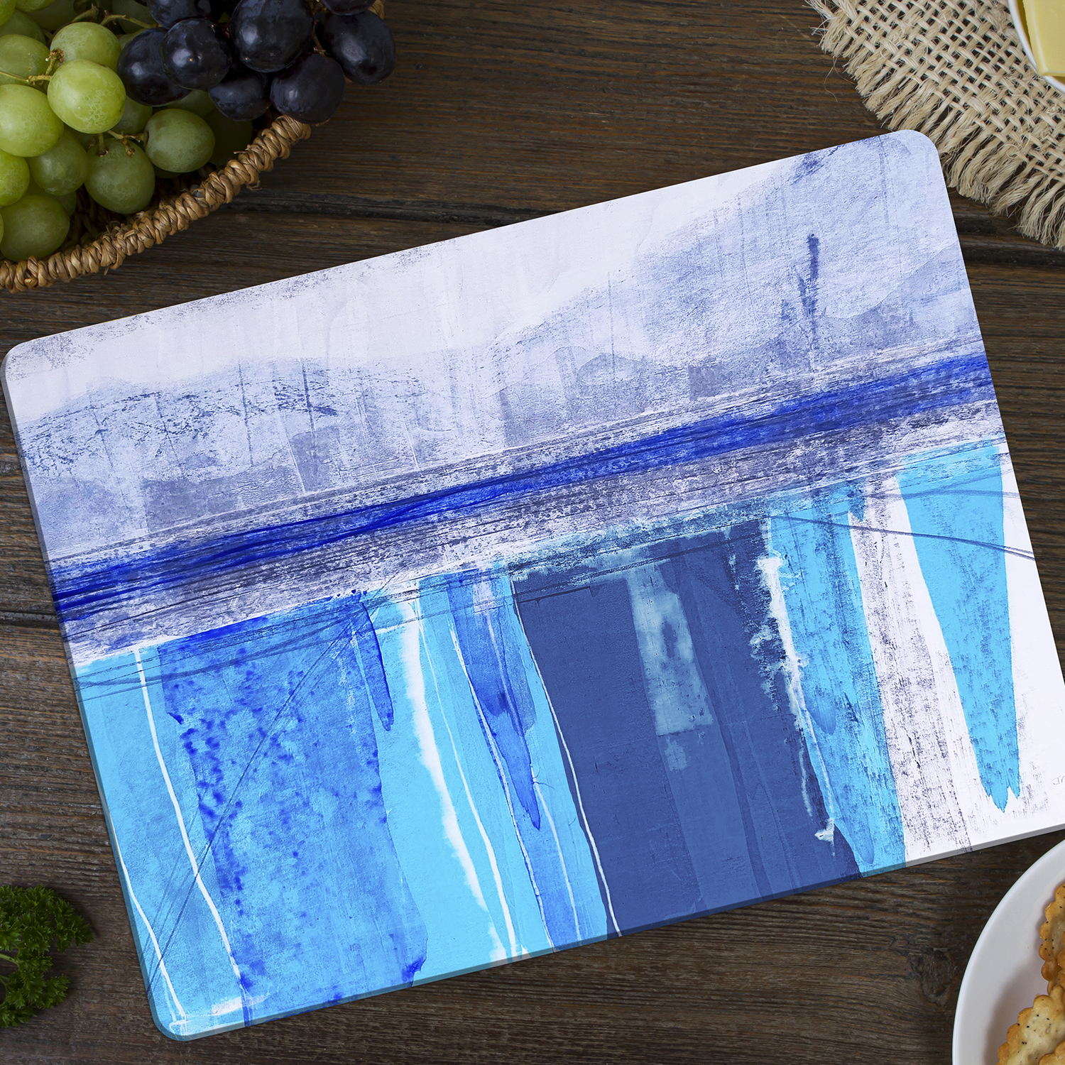 Deep Blue Glass Worktop Saver